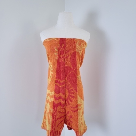 Reworked vintage towel romper shorts tube top sleeveless handmade thrift flip - Picture 2 of 12